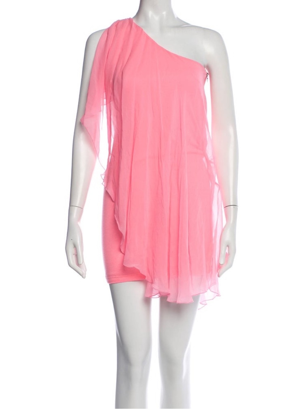 Alice & Olivia One-Shoulder silk Pink dress